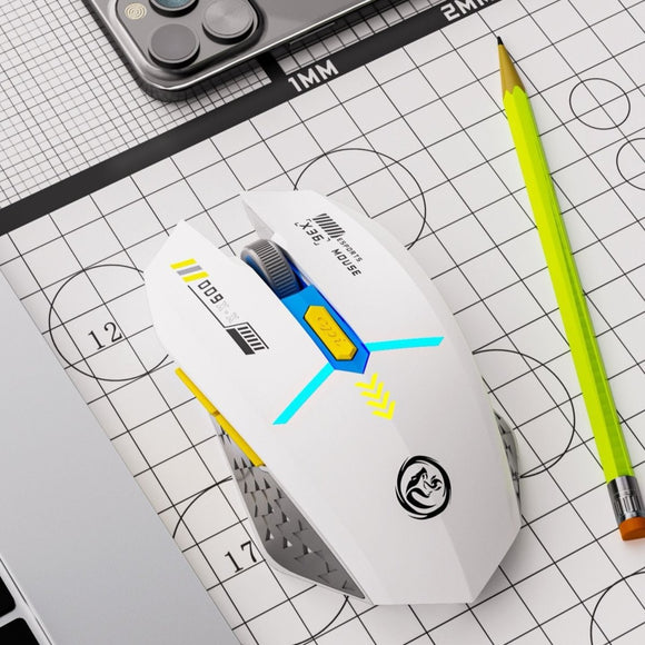 Ergonomic Dual - Mode Wireless Gaming Mouse - Mute Buttons, Adjustable DPI, Rechargeable, Multi - Assist Keys(white) - RnR Galore