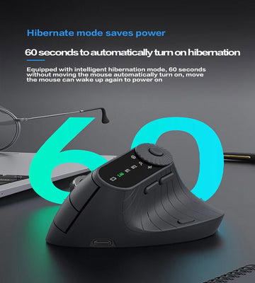 Ergonomic Vertical Mouse - 2.4G/Bluetooth Multi - Mode, LED Display, 57 - Degree Angle, & 400mAh Battery(Black) - RnR Galore