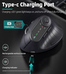 Ergonomic Vertical Mouse - 2.4G/Bluetooth Multi - Mode, LED Display, 57 - Degree Angle, & 400mAh Battery(Purple) - RnR Galore