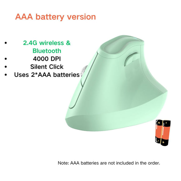 Ergonomic Vertical Mouse - Multi - Device Bluetooth5.0 & 2.4G Wireless, Adjustable DPI, Silent Click(green) - RnR Galore