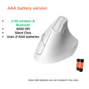 Ergonomic Vertical Mouse - Multi - Device Bluetooth5.0 & 2.4G Wireless, Adjustable DPI, Silent Click(white) - RnR Galore