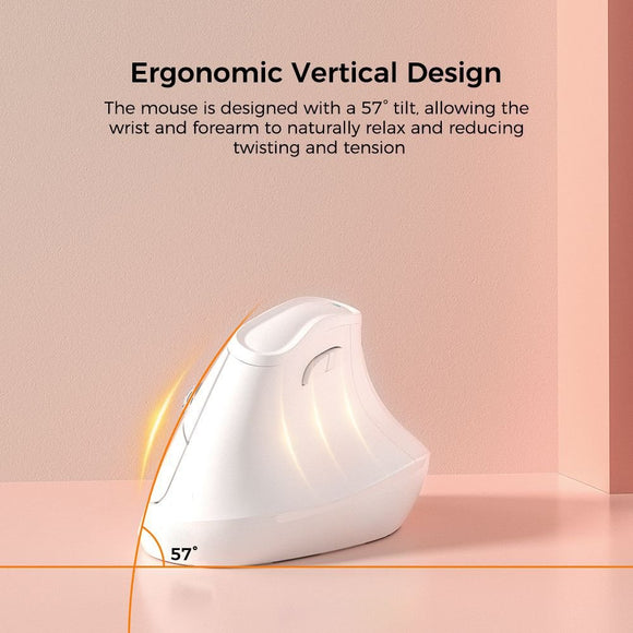 Ergonomic Vertical Mouse - Multi - Device Bluetooth5.0 & 2.4G Wireless, Adjustable DPI, Silent Click(white) - RnR Galore