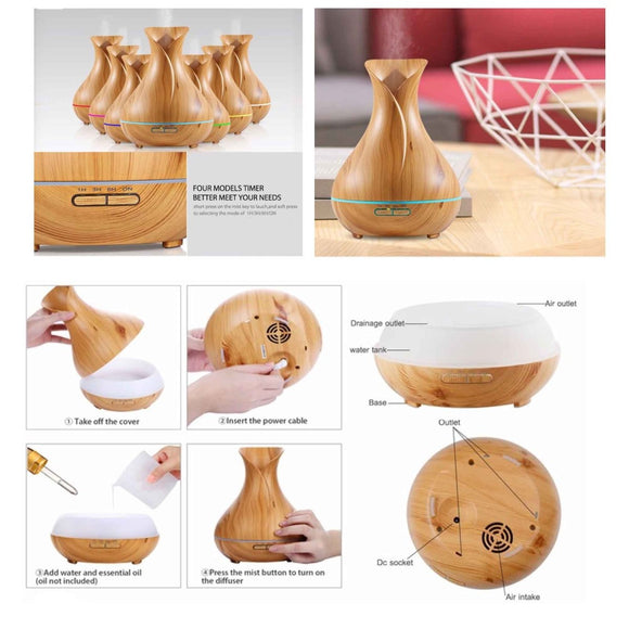 Essential Oil Aroma Diffuser Tulip Light Wood - Ultrasonic Mist Humidifier - RnR Galore