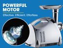 EUROCHEF Electric Meat Grinder, Stainless Steel Mincer Sausage Filler Kibbe Maker, Silver - RnR Galore