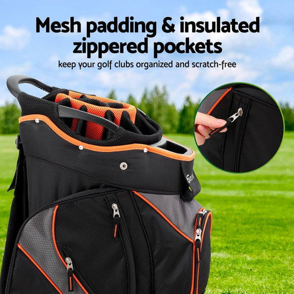 Everfit 14 Ways Dividers Golf Bag Stand Insulated Carry Bag Zippered Rain Cover - RnR Galore