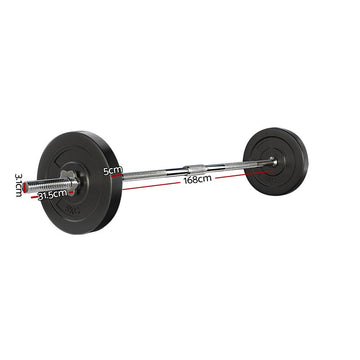 Everfit 18kg Barbell Set Weight Plates Bar Lifting Bench 168cm - RnR Galore