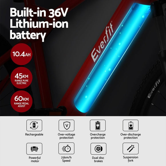 Everfit 26 Inch Electric Bike Mountain Bicycle eBike Built - in Battery 250W - RnR Galore