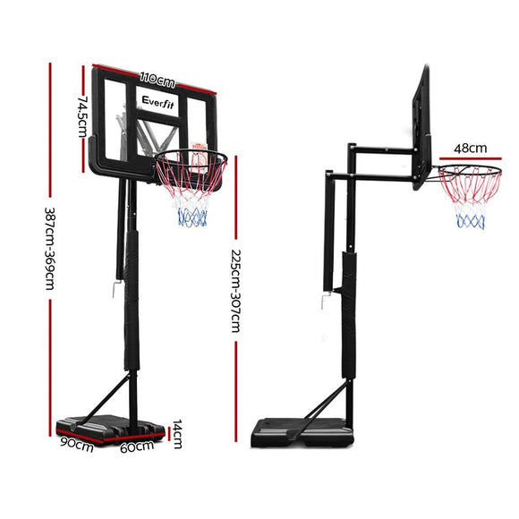 Everfit 3.05M Basketball Hoop Stand System Adjustable Height Portable Pro Black - RnR Galore