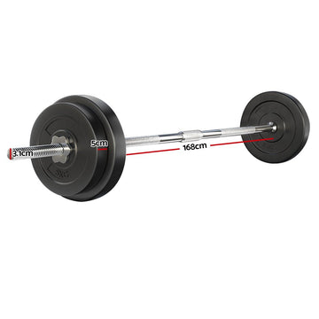Everfit 38kg Barbell Set Weight Plates Bar Lifting Bench 168cm - RnR Galore