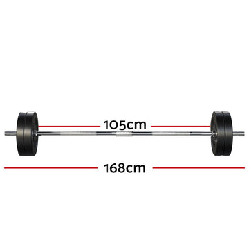 Everfit 48kg Barbell Set Weight Plates Bar Lifting Bench 168cm - RnR Galore