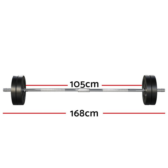 Everfit 48kg Barbell Set Weight Plates Bar Lifting Bench 168cm - RnR Galore