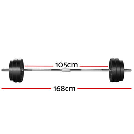 Everfit 58kg Barbell Set Weight Plates Bar Lifting Bench 168cm - RnR Galore
