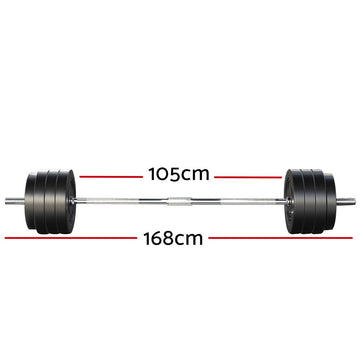 Everfit 78kg Barbell Set Weight Plates Bar Lifting Bench 168cm - RnR Galore