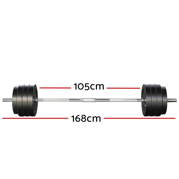 Everfit 78kg Barbell Set Weight Plates Bar Lifting Bench 168cm - RnR Galore