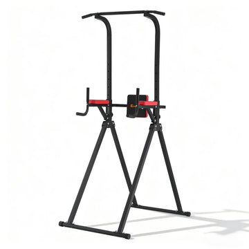 Everfit Chin Up Tower Pull Up Station Adjustable Dip Station Folding Home Gym Black - RnR Galore