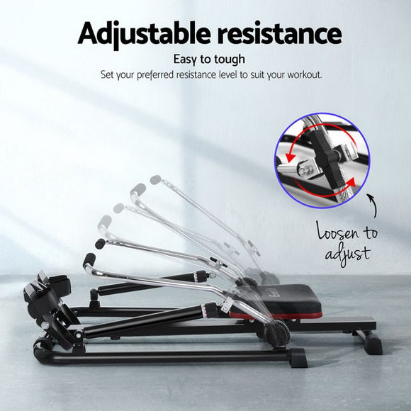 Everfit Rowing Machine 12 Levels Hydraulic Rower Fitness Gym Home Cardio - RnR Galore