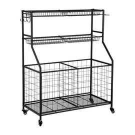 Everfit Sports Equipment Organizer Storage with Wheels Multi - Sport Garage Gym Black - RnR Galore