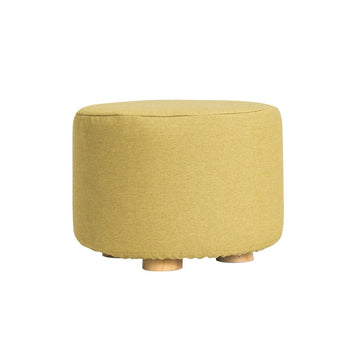 Fabric Ottoman Round Wooden Leg Foot Stool - MUSTARD YELLOW - RnR Galore