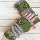 Fashion Color - Block Butterfly Embroidered Knit Gloves, Warm Fit 8.5×22cm, Practical Sweet Stylish Essential for Autumn/Winter Outfits(GREEN) - RnR Galore