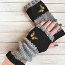 Fashion Color - Block Butterfly Embroidered Knit Gloves, Warm Fit 8.5×22cm, Practical Sweet Stylish Essential for Autumn/Winter Outfits(GREEN) - RnR Galore