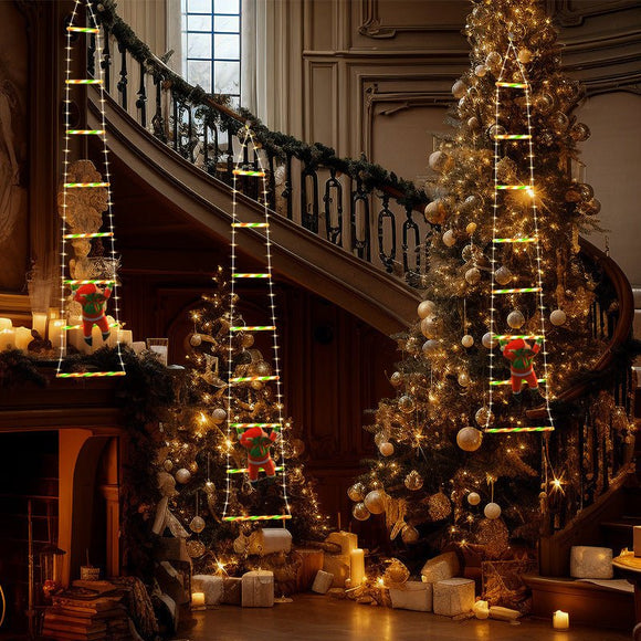 Festive Climbing Santa LED Ladder Light - USB Powered Outdoor Christmas Hanging Decoration with Remote(3m) - RnR Galore