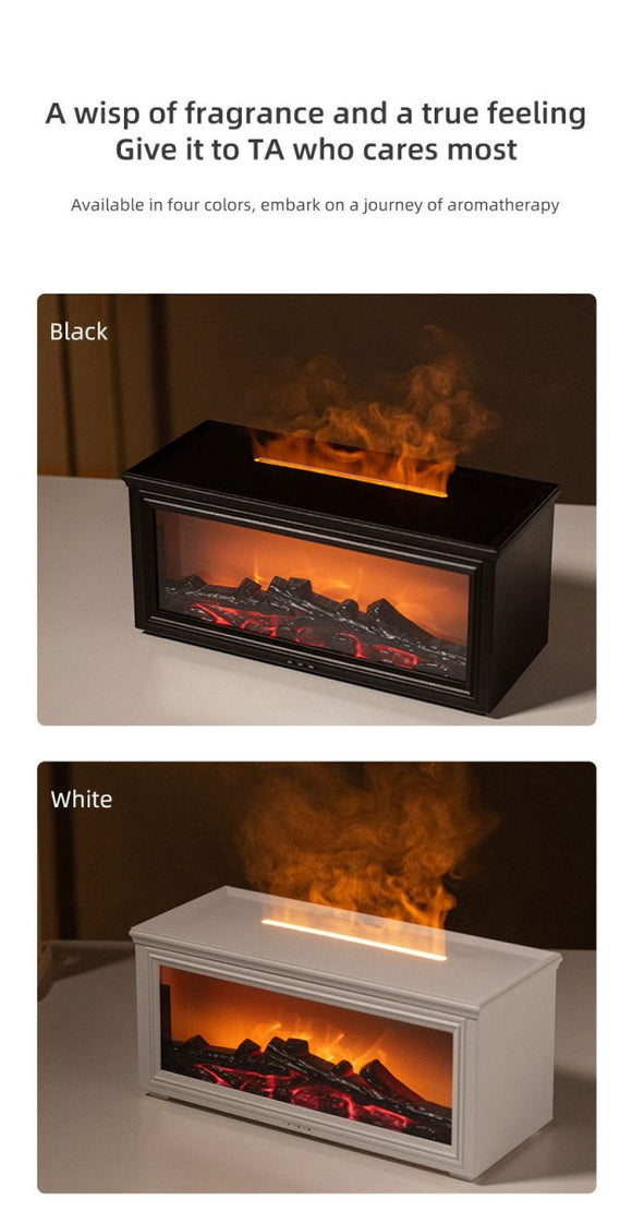 Fireplace Flame Effect Aroma Diffuser & Humidifier with 7 - Colour Light, Timer & Remote Control(black) - RnR Galore