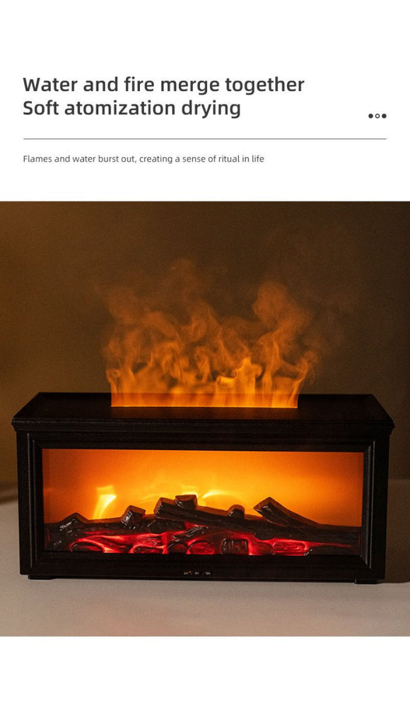 Fireplace Flame Effect Aroma Diffuser & Humidifier with 7 - Colour Light, Timer & Remote Control(black) - RnR Galore