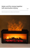 Fireplace Flame Effect Aroma Diffuser & Humidifier with 7 - Colour Light, Timer & Remote Control(Dark Wood Grain) - RnR Galore
