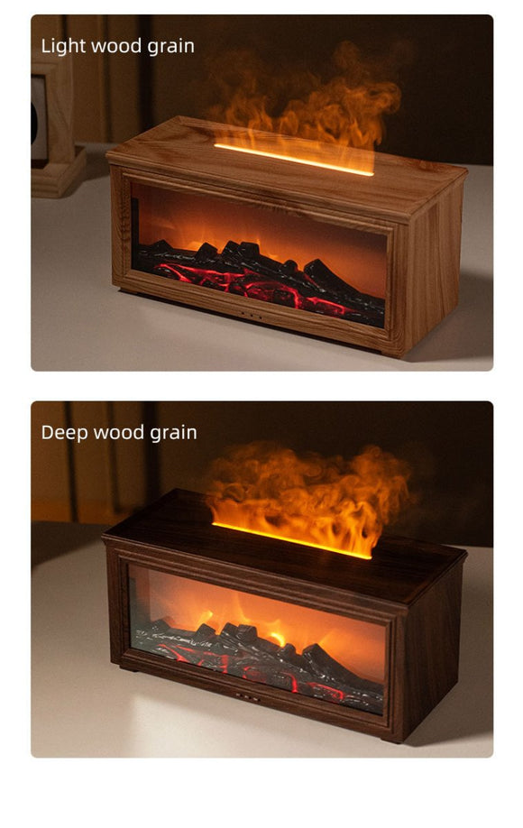 Fireplace Flame Effect Aroma Diffuser & Humidifier with 7 - Colour Light, Timer & Remote Control(Light Wood Grain) - RnR Galore