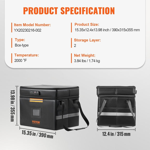 Fireproof Document Box with Lock & Handle, Waterproof File Box for Money & Jewelry - RnR Galore