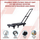Foldable Hand Flatbed Trolley Cart 6 x 360 Degree Rotating Wheels with Maximum Load 200Kg - RnR Galore