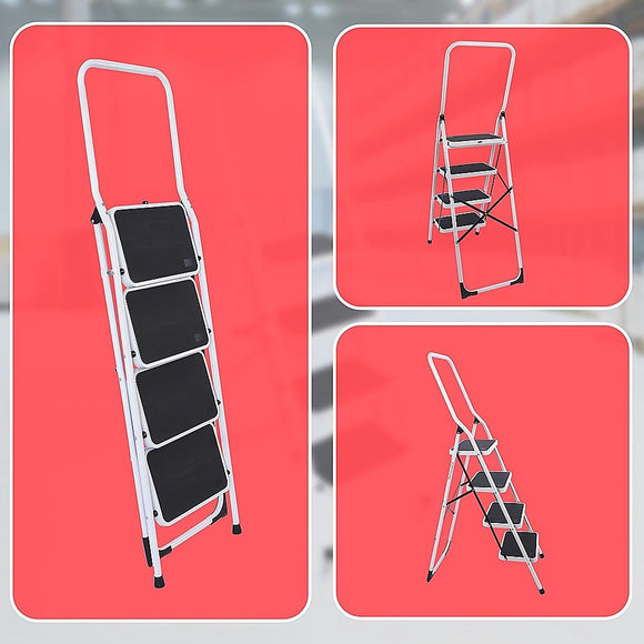 Foldable Non Slip 4 Step Steel Ladder - RnR Galore