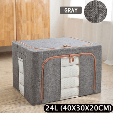 Foldable Storage Box Crushed Steel Frame Clothes Quilt Toys Organizer 24L - RnR Galore