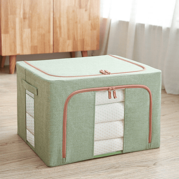 Foldable Storage Box Crushed Steel Frame Clothes Quilt Toys Organizer 24L - RnR Galore