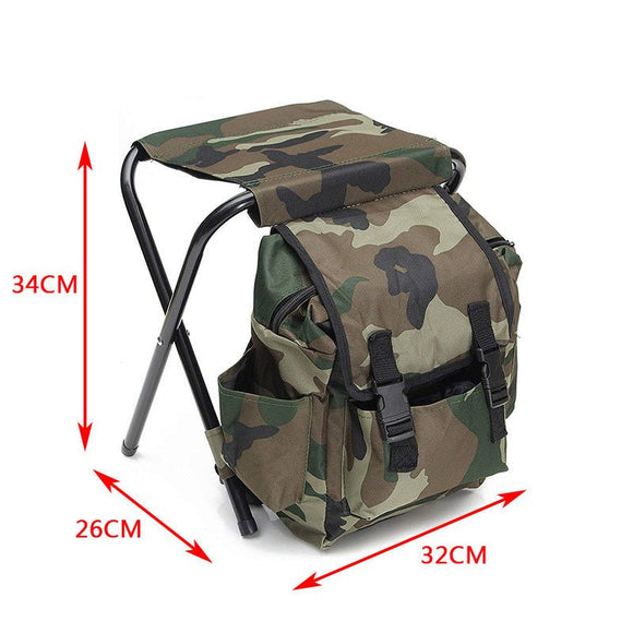 Folding Camo Backpack Stool - Portable Chair for Camping & Fishing - RnR Galore