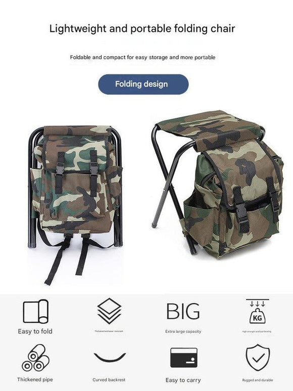 Folding Camo Backpack Stool - Portable Chair for Camping & Fishing - RnR Galore