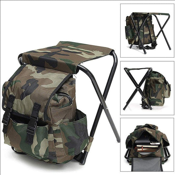 Folding Camo Backpack Stool - Portable Chair for Camping & Fishing - RnR Galore