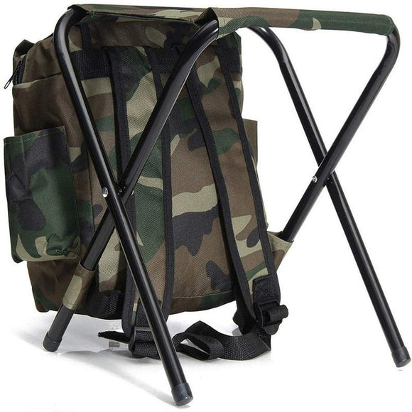 Folding Camo Backpack Stool - Portable Chair for Camping & Fishing - RnR Galore
