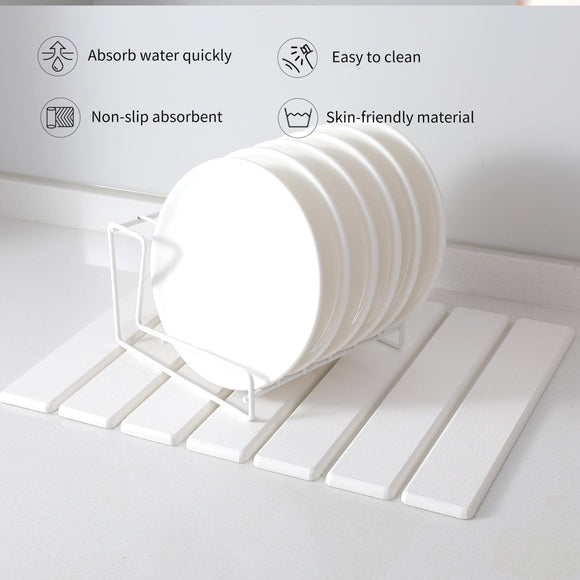 Folding Diatomaceous Earth Countertop Drain Mat - Quick Dry, Non - Slip & Easy Clean Absorbent Pad(dark grey) - RnR Galore