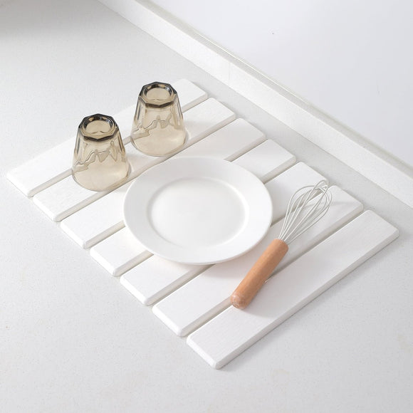 Folding Diatomaceous Earth Countertop Drain Mat - Quick Dry, Non - Slip & Easy Clean Absorbent Pad(light grey) - RnR Galore