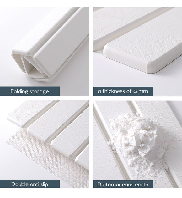 Folding Diatomaceous Earth Countertop Drain Mat - Quick Dry, Non - Slip & Easy Clean Absorbent Pad(light grey) - RnR Galore