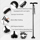 Folding LED Walking Cane with Dual Handle - Adjustable(88 - 98CM), Anti - Slip 4 - Prong Base, and Stand - Up Function for Seniors - RnR Galore