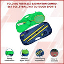 Folding Portable Badminton Combo Set Volleyball Net Outdoor Sports - RnR Galore