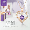 Forever Love Heart Birthstone Necklace: 925 Sterling Silver Personalized Jewelry for Mom, Wife, Friend with 12 Month Stone Options（purple diamond,February） - RnR Galore