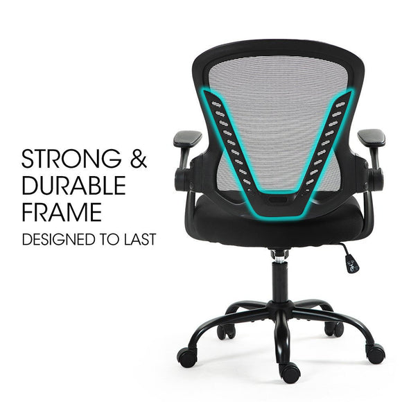 FORTIA Ergonomic Office Desk Chair, Coolmesh Fabric, Adjustable Recline, Black Mesh/Black Frame - RnR Galore