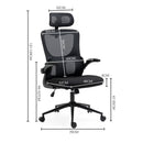 FORTIA Ergonomic Office Desk Chair, Lumbar Support, Mesh Fabric, Adjustable Headrest, Retractable Armrests, Black - RnR Galore