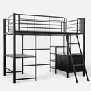Gaming Loft Bed with Desk and Storage Cabinet, Steel Metal Frame, Space Saving Design, for Single Mattress, Matte Dark Grey - RnR Galore