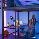 Gaming Loft Bed with Desk and Storage Cabinet, Steel Metal Frame, Space Saving Design, for Single Mattress, Matte Dark Grey - RnR Galore
