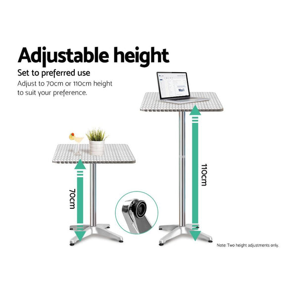 Gardeon 3 - Piece Outdoor Bar Set Bistro Table Stools Adjustable Square Cafe - RnR Galore