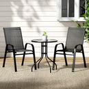 Gardeon 3PC Outdoor Bistro Set Table and Chairs Stackable Patio Furniture Black - RnR Galore
